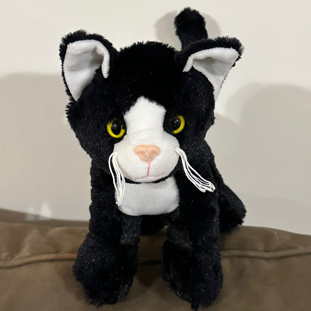 Kitten Stuffed Animal Kitty Cat Kids Plush Toy Stuffy Lovie Plushie Lovey B&W